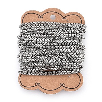 Non-Tarnish 3.28 Feet 304 Stainless Steel Box Chains X-CHS-L017-07B-1