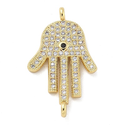 Rack Plating Brass Micro Pave Clear Cubic Zirconia Palm Connector Charms KK-A234-049G-1