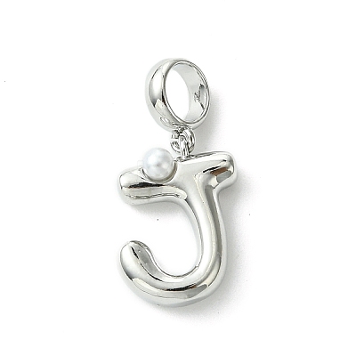 Rack Plating Brass with ABS Plastic Pearl European Dangle Charms KK-G501-02J-P-1