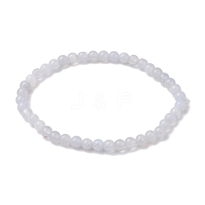 6mm Natural Blue Lace Agate Round Beaded Stretch Bracelets BJEW-JB10855-02-1