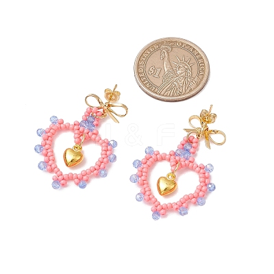 Glass Seed Beads Dangle Stud Earrings EJEW-MZ00396-05-1