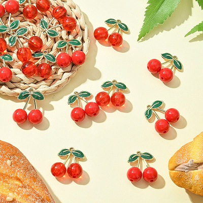 16Pcs 2 Styles Alloy Enamel & Acrylic Pendants ENAM-YW0005-65-1