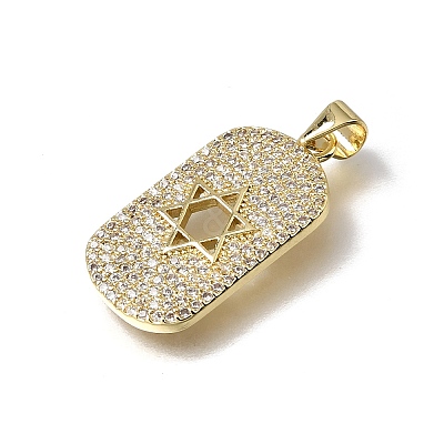 Brass Micro Pave Clear Cubic Zirconia Pendants KK-C262-20G-1