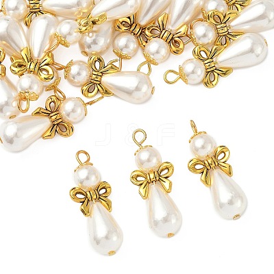 20Pcs Imitation Pearl Acrylic & Alloy Pendants PALLOY-JF03896-1