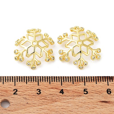 Brass Micro Pave Cubic Zirconia Bead Cap KK-C040-01G-1