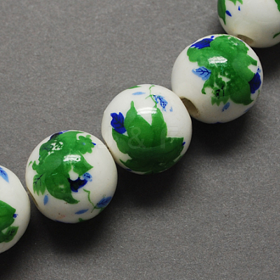 Handmade Printed Porcelain Beads PORC-Q199-12mm-18-1