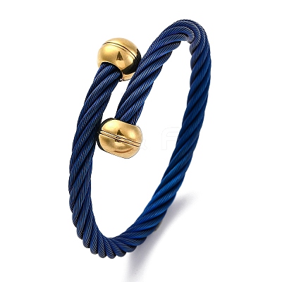 304 Stainless Steel Torque Bangles for Women BJEW-P310-22BL-1