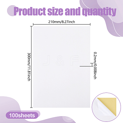 100 Sheets A4 Self-Adhesive Printable Sticker Paper AJEW-GO0002-85-1