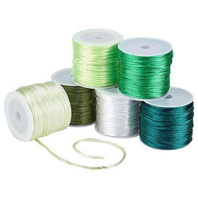 6 Rolls 6 Colors Nylon Satin Rattail Cords NWIR-PH0002-09B-01-1