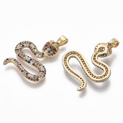 Brass Micro Pave Cubic Zirconia Pendants KK-R130-001G-NF-1