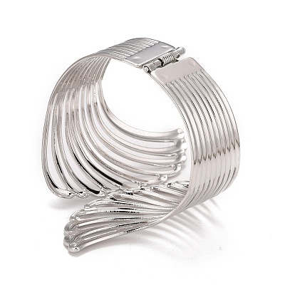 Alloy Hollow Wing Wrap Cuff Bangle BJEW-K223-07P-1