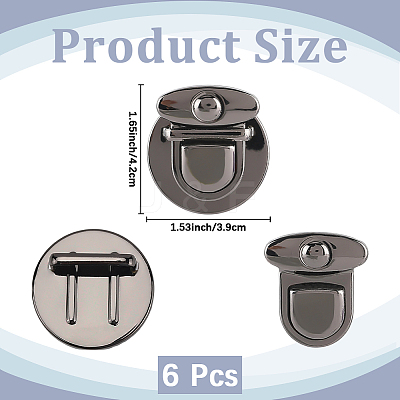 6Pcs Flat Round Alloy Bag Tuck Lock Clasps FIND-CP0003-23B-1