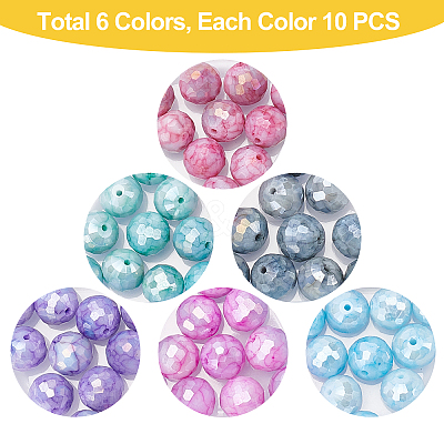 60Pcs 6 Color Opaque Baking Paint Glass Beads Strands EGLA-PH0001-19-1