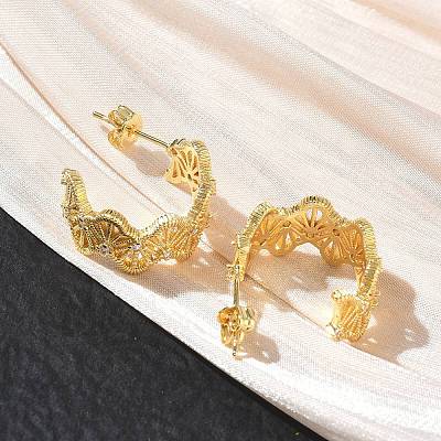 Brass Micro Pave Cubic Zirconia Stud Earrings for Women KK-CBA760A-02G-1