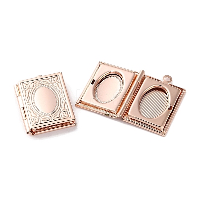 Rack Plating Brass Locket Pendants KK-F090-04RG-1