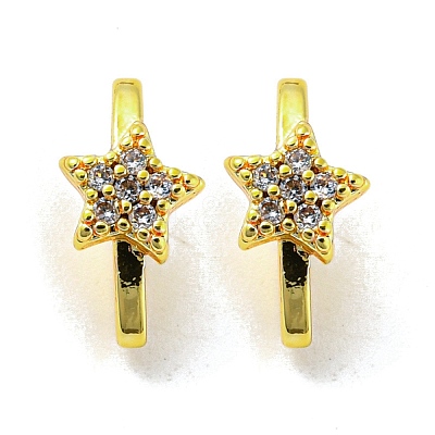 Rack Plating Brass Micro Pave Clear Cubic Zirconia Connector Charms KK-F864-04G-1