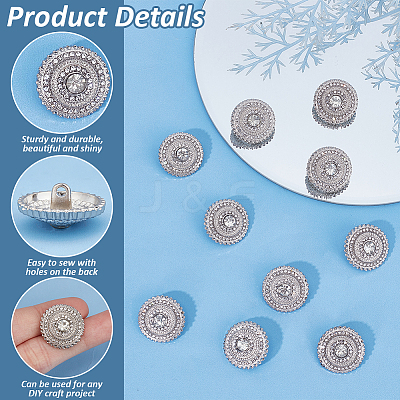 12PC 1-Hole Alloy Buttons DIY-FG0007-29P-1