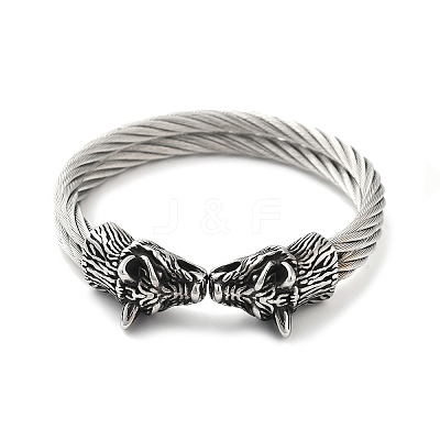 Viking 304 Stainless Steel Open Cuff Bangles for Men BJEW-U001-07L-AS-1
