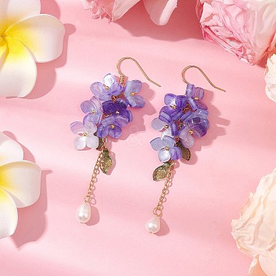 Shell Pearl Dangle Earrings EJEW-TA00617-01-1