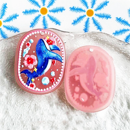Oval Acrylic Pendants PW-WG10773-06-1