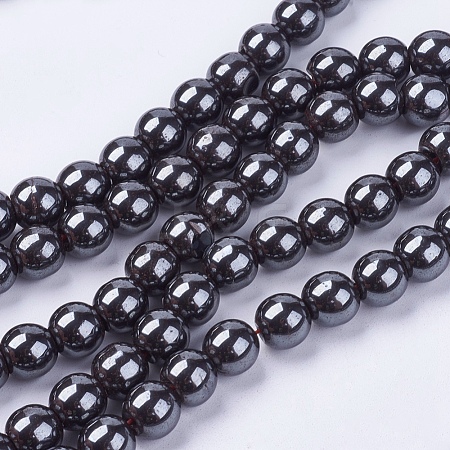 Non-magnetic Synthetic Hematite Bead Strands X-G-R193-19-8mm-1