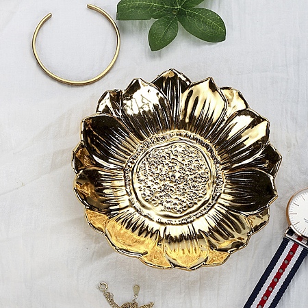 Golden Plated Ceramic Jewelry Plate PW-WG55473-07-1