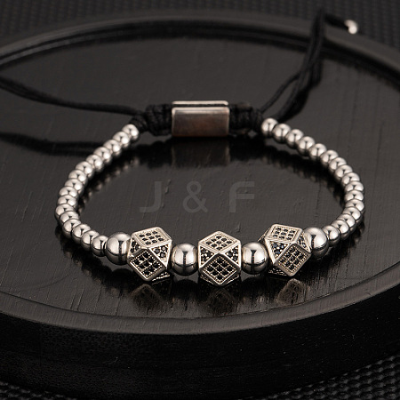 304 Stainless Steel Braided Beads Bracelets WG0F93D-33-1