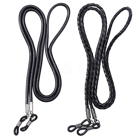 2Pcs 2 Styles Cowhide Neck Strap for Eyeglasses AJEW-CL0004-76B-1
