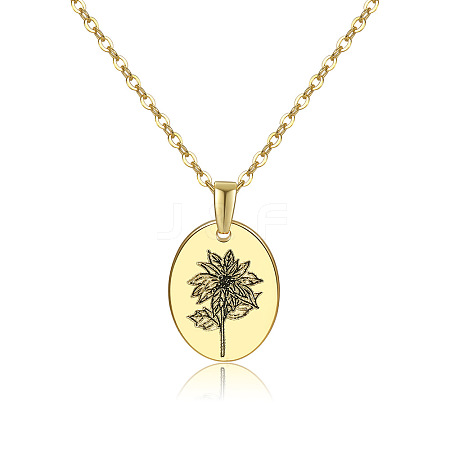 Brass Birth Month Flower Pendant Necklace HUDU-PW0001-034L-1-1