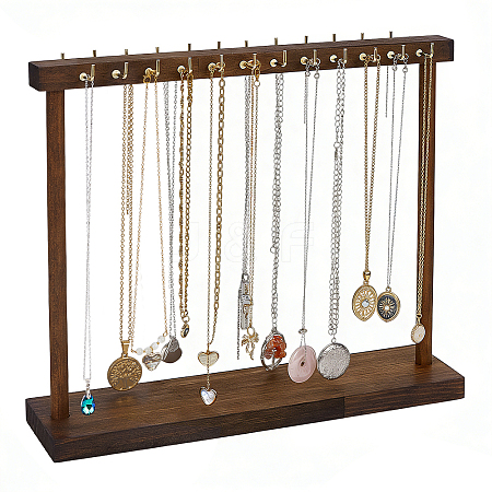 2Pcs Wood Necklace Organizer Display Stands NDIS-WH0016-15A-01-1