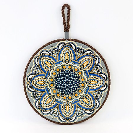 Flat Round with Mandala Pattern Ceramic Cup Coaster PW-WGE77FC-01-1