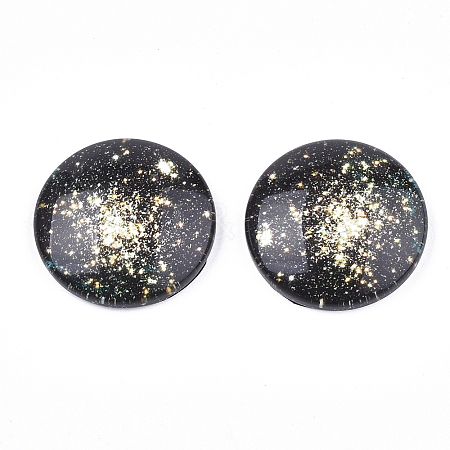 Starry Sky Pattern Printed Glass Cabochons GGLA-N004-25mm-D82-1