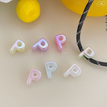 UV Plating Acrylic Alphabet Beads OACR-N163-42P-1