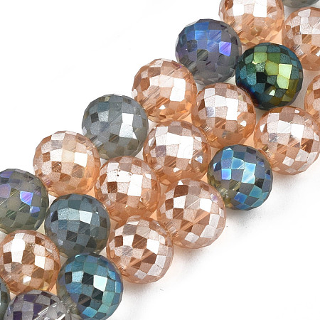 Electroplate Transparent Glass Beads Strands EGLA-N006-042-1