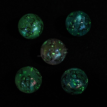 Luminous Printed Acrylic Beads OACR-M022-04-1