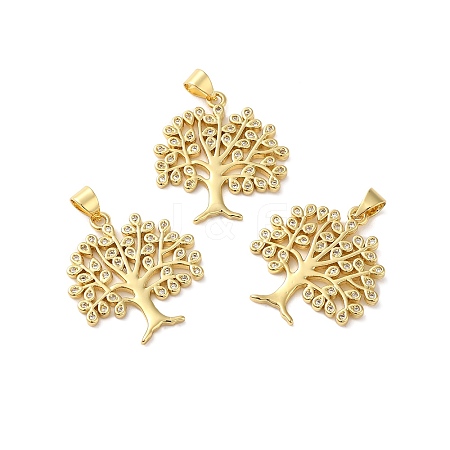 Rack Plating Brass Pave Cubic Zirconia Pendants KK-O142-34G-1