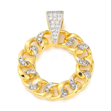 Rack Plating Brass Micro Pave Cubic Zirconia Pendants KK-M021-08G-02-1