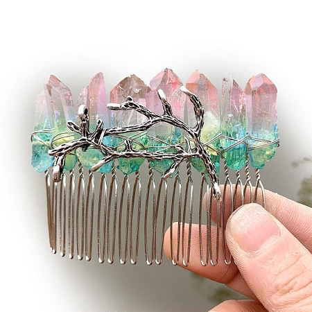 Natural Crystal Hair Combs PW-WGC6E88-13-1