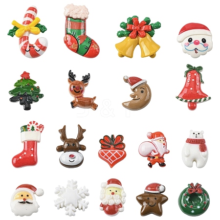 90Pcs 18 Styles Christmas Themed Opaque Resin Cabochons Sets CRES-YW0002-69-1