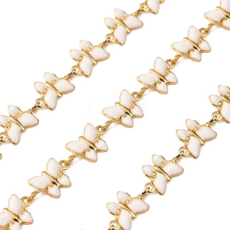 Brass Enamel Butterfly Link Chains CHC-F021-03G-02-1