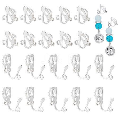 30 Pairs 925 Sterling Silver Clip-on Earring Findings STER-PH0005-01S-1