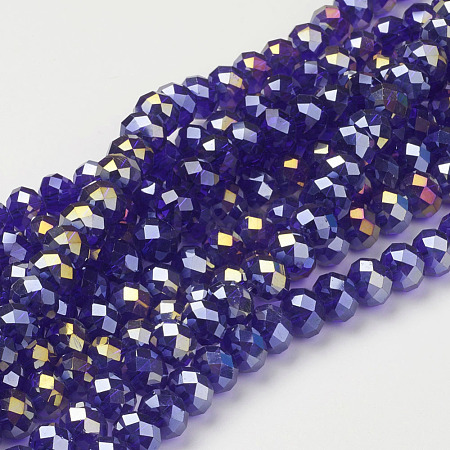 Electroplate Glass Beads Strands X-GR10MMY-25AB-1