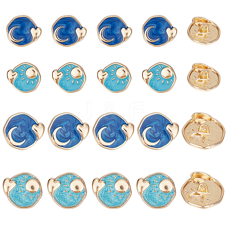 20Pcs 4 Styles 1-Hole Zinc Alloy Shank Buttons BUTT-OC0001-63-1