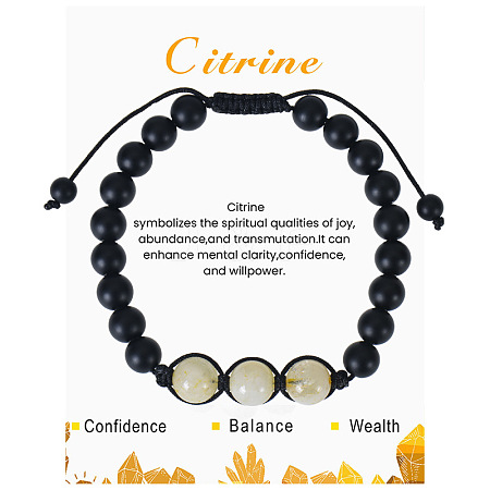 Natural Citrine Beaded Bracelet with 8mm Matte Stone ZJ6492-4-1