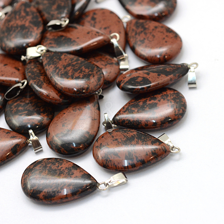 Teardrop Natural Mahogany Obsidian Pendants G-Q368-11-1