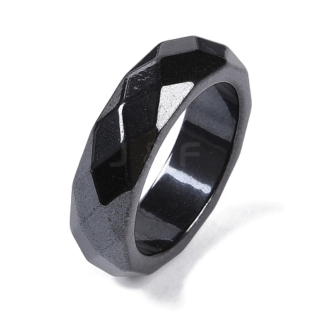 Magnetic Synthetic Hematite Finger Ring for Men Women RJEW-A047-01F-1