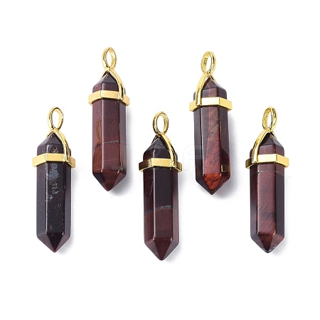 Natural Tiger Eye Pointed Pendants G-G025-01G-37-1