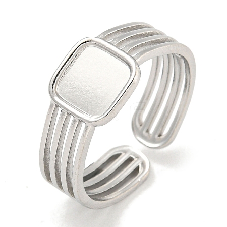 Non-Tarnish 304 Stainless Steel Cuff Finger Ring Components STAS-P365-32P-1