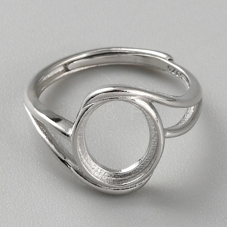 Rhodium Plated 925 Sterling Silver Adjustable Ring Components LS-FIND-WH0152-692P-1