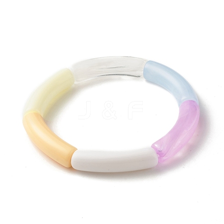 Acrylic Tube Beaded Stretch Bracelets BJEW-JB07765-1